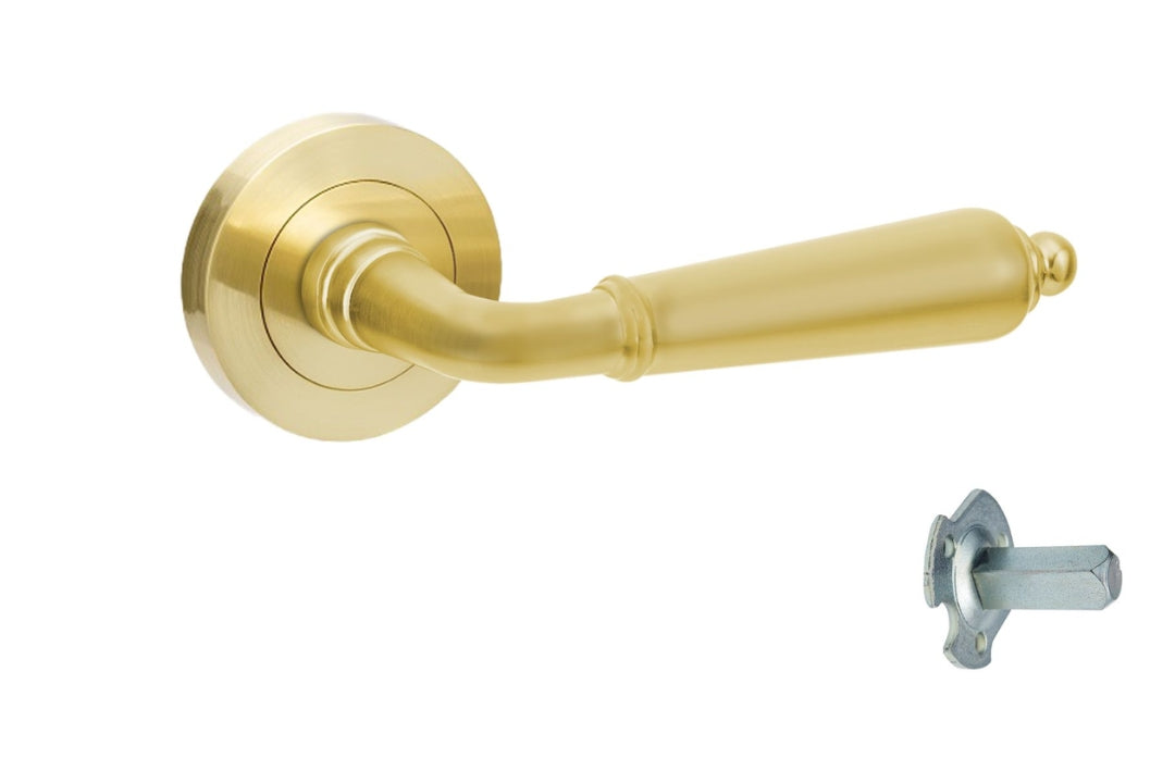 Dummy lever of the Zanda Oxford in Satin Brass.