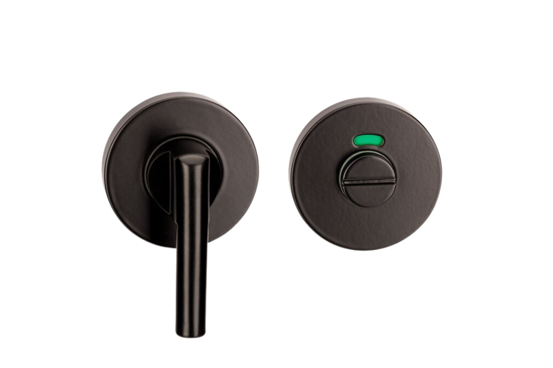 Product picture of the 10421.BLK Disabled Compliant Privacy Turn in Black showing what the kit looks like on both sides. It is on a white background.