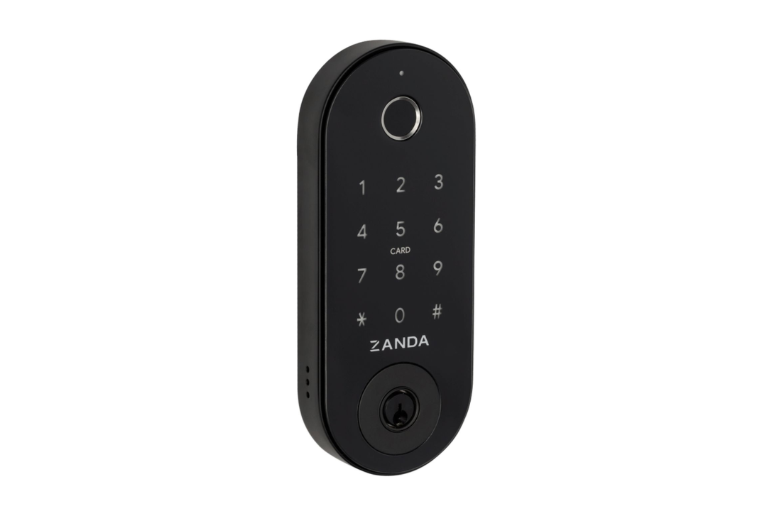 Product picture of the Zanda Stealth Smart Lock Deadbolt 60mm Matt Black 1320.BLK on a white background.
