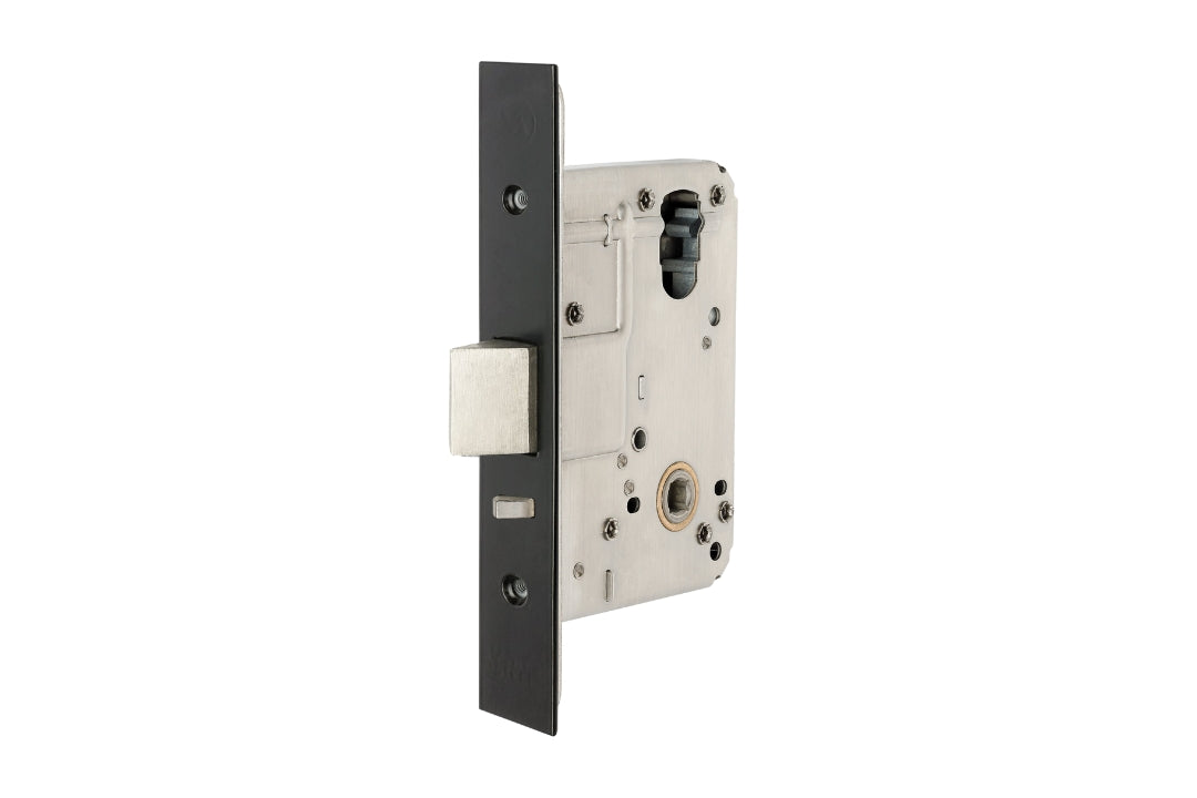 Product picture of the Zanda Matt Black Commercial Mortice Lock 1450.BLK on a white background.