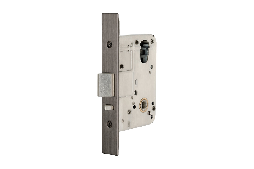 Product picture of the Zanda Graphite Nickel Commercial Mortice Lock 1450.GN on a white background.