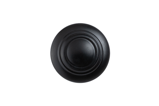 Top view image of the Tradco Domed Cupboard Cabinet Knob 32mm Matt Black on a white background.