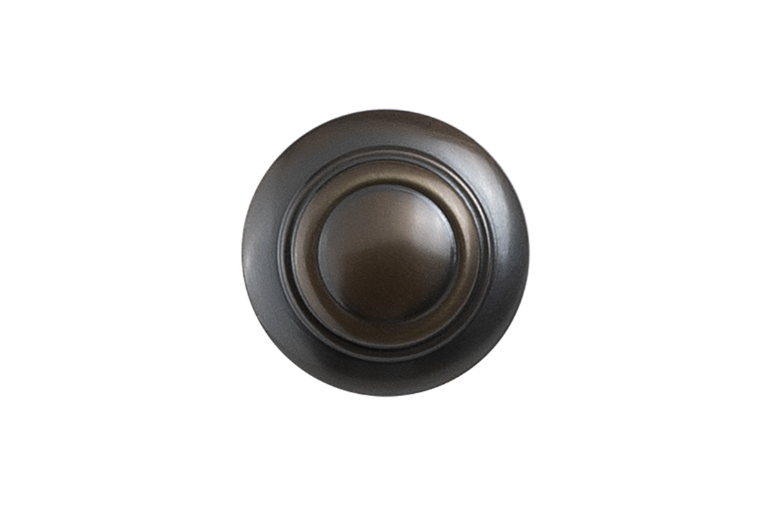 Top view image of the Apollo Design Tuscany Cabinet Knob 32mm Antique Brass on a white background.