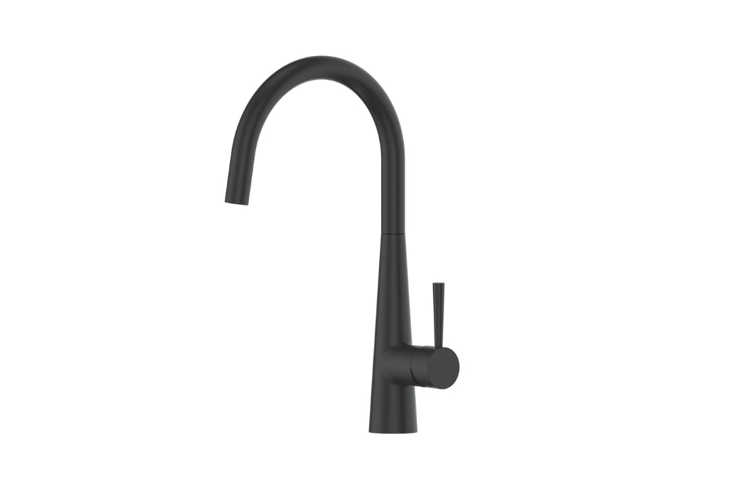 Galiano Slimline Sink Mixer in Matt Black – sleek black kitchen mixer for modern architectural design