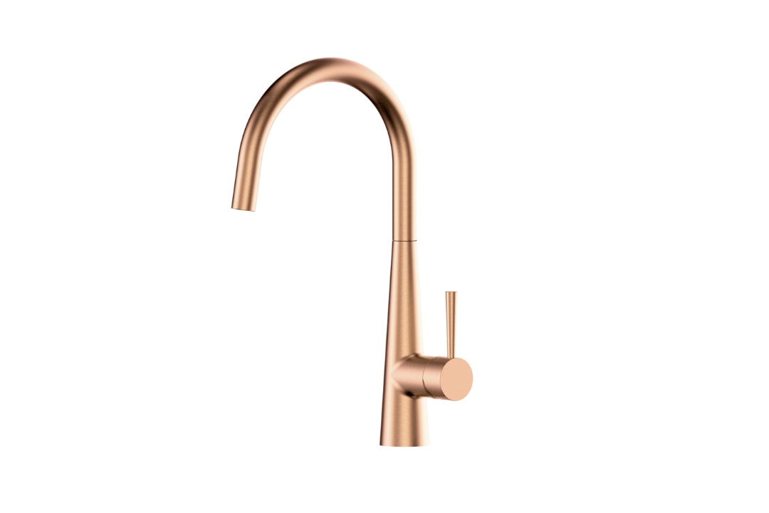 Galiano Slimline Sink Mixer in Brushed Copper – tapered designer sink mixer for modern kitchens