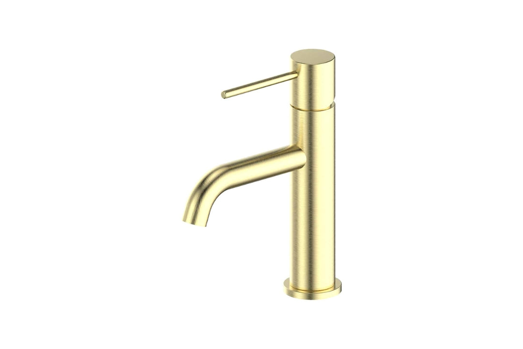 Gisele Basin Mixer in Brushed Brass – brushed brass basin mixer tap for contemporary architectural bathrooms