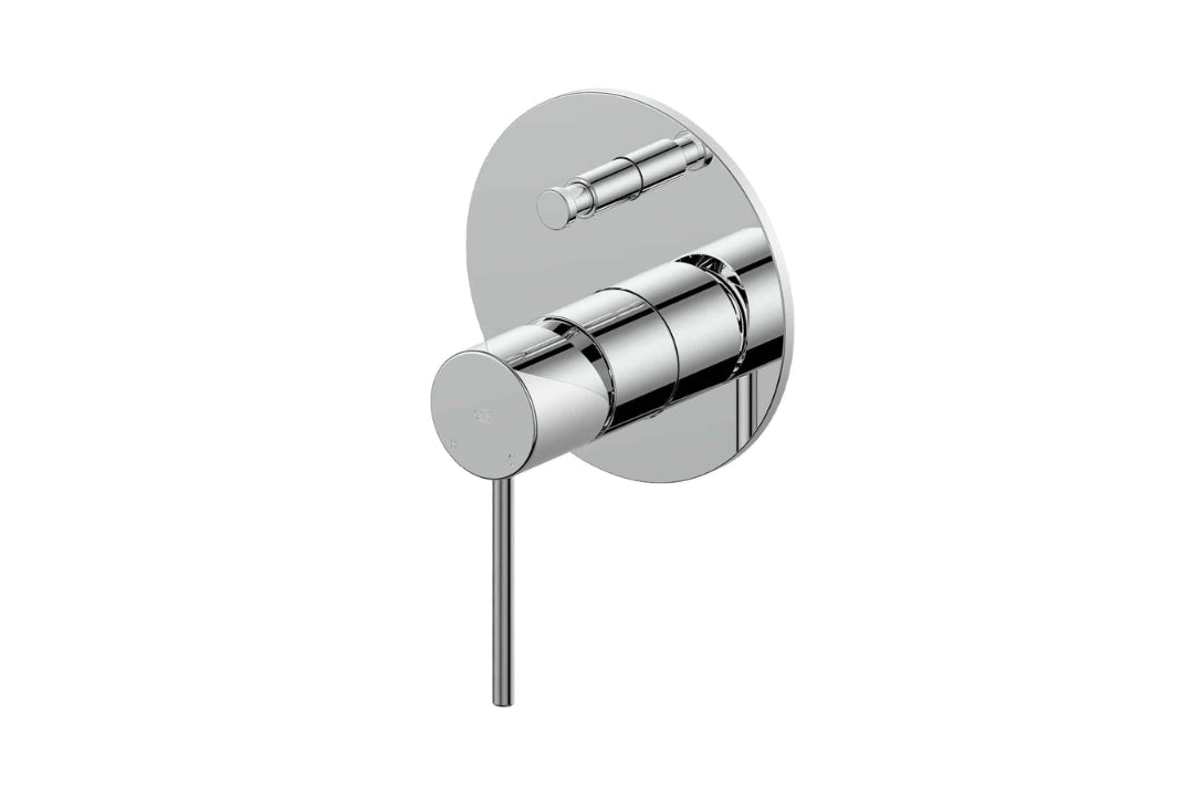 Gisele Shower/Bath Diverter Mixer in Chrome Plate – chrome dual-outlet mixer for minimalist bathroom environments