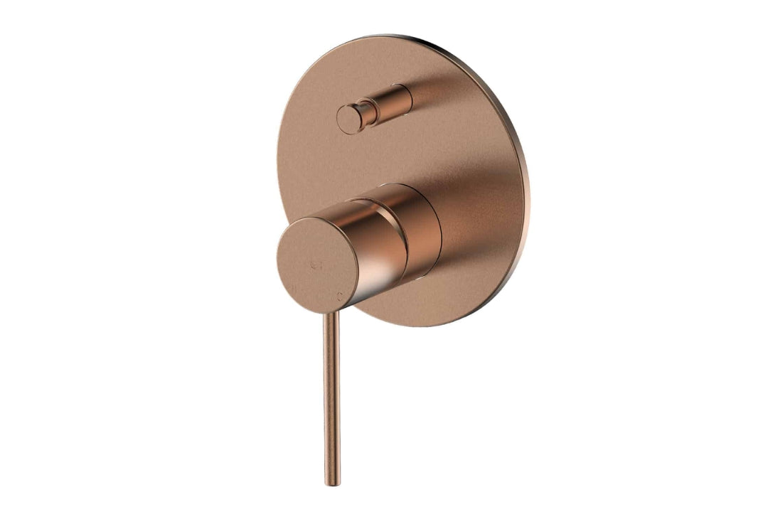 Gisele Shower/Bath Diverter Mixer in Brushed Copper – brushed copper diverter mixer for refined architectural bathrooms