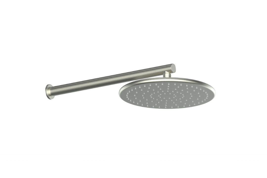 Rocco Wall Shower in Brushed Nickel – brushed nickel architectural wall shower for contemporary bathrooms