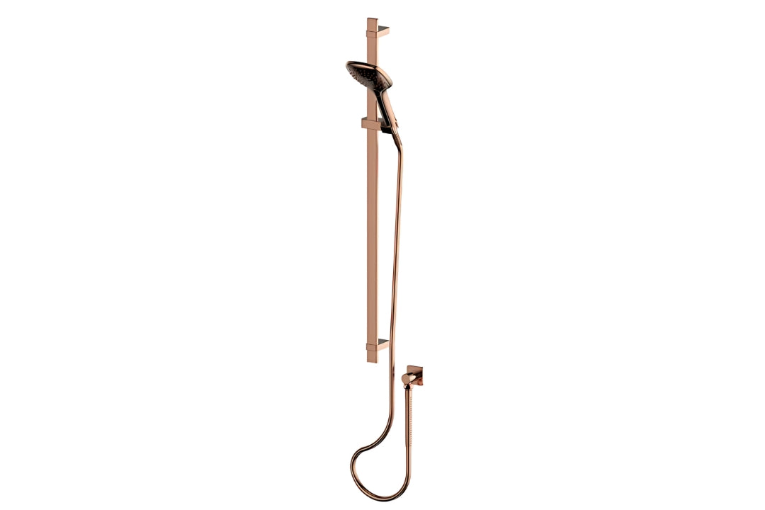 Skyla AirFlo Rail Shower in Brushed Copper – brushed copper soft-square shower for architectural bathroom spaces