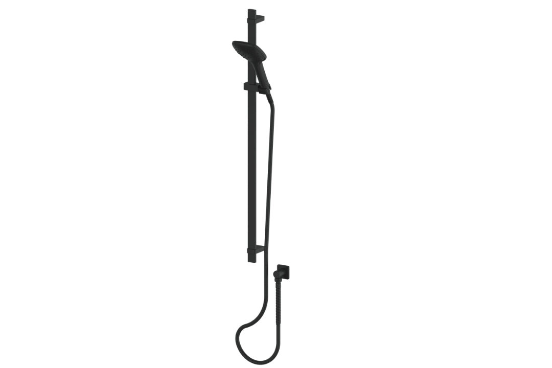 Skyla AirFlo Rail Shower in Matt Black – matt black rail shower with air-powered spray for contemporary bathrooms