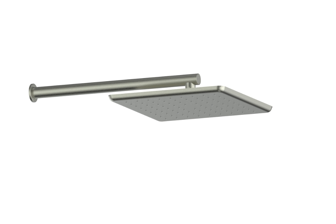 Skyla Wall Shower in Brushed Nickel – brushed nickel wall shower with soft square design and air-infused spray