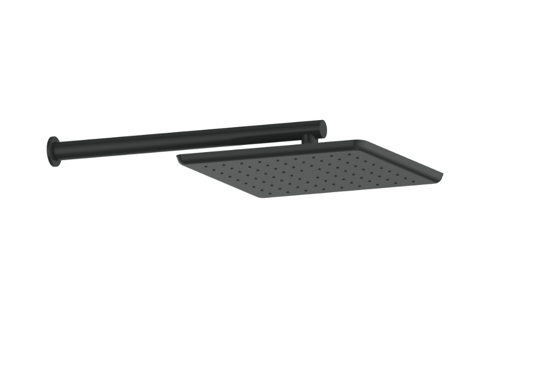Skyla Wall Shower in Matt Black – matt black AirFlo® wall shower for minimalist architectural bathroom designs