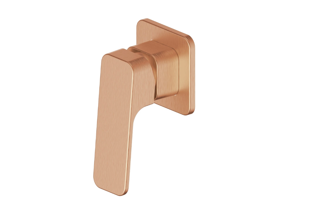 Swept Shower Mixer Trim Set in Brushed Copper – brushed copper soft square shower mixer trim for contemporary bathrooms