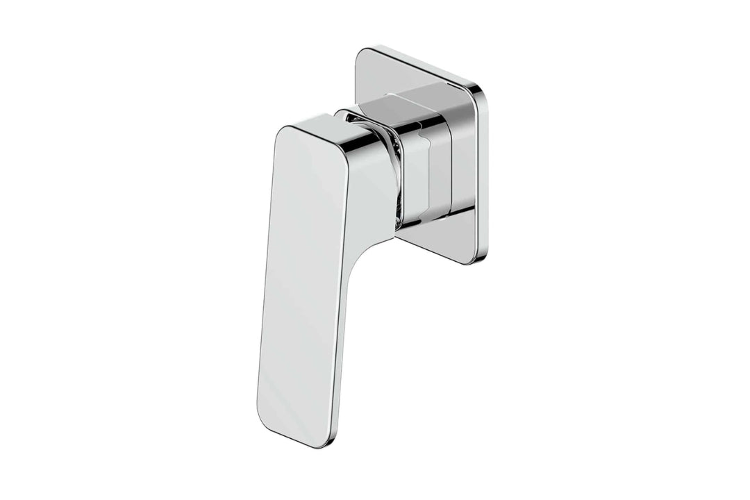 Swept Shower Mixer Trim Set in Chrome Plate – chrome square faceplate mixer trim for minimalist bathroom designs