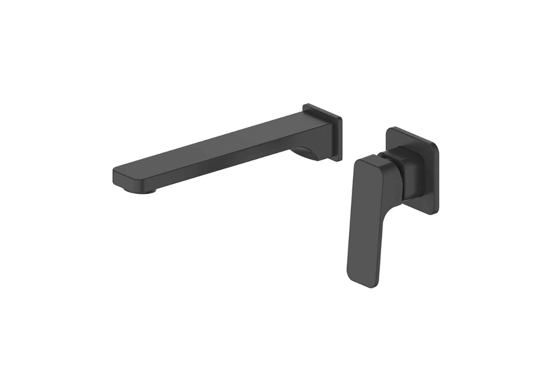 Swept Wall Basin Mixer in Matt Black – matt black wall mixer for sleek, minimalist bathroom design