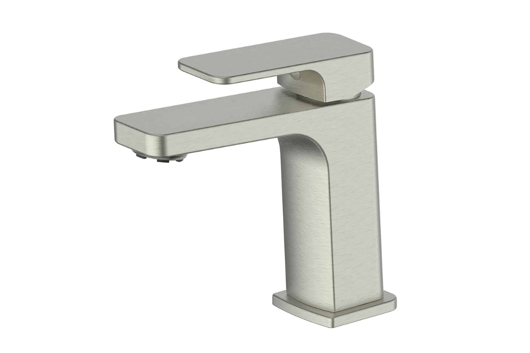 Swept Basin Mixer in Brushed Nickel – brushed nickel basin mixer for contemporary architect-designed bathrooms