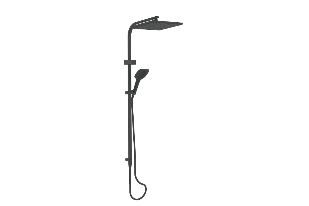 Skyla AirFlo Twin Rail Shower in Gunmetal finish for designer interiors