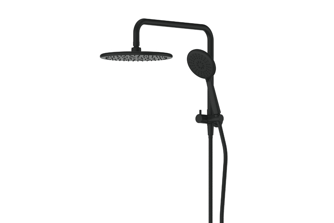 Rocco Short Twin Rail Shower in Matt Black – matt black twin rail shower ideal for contemporary interiors