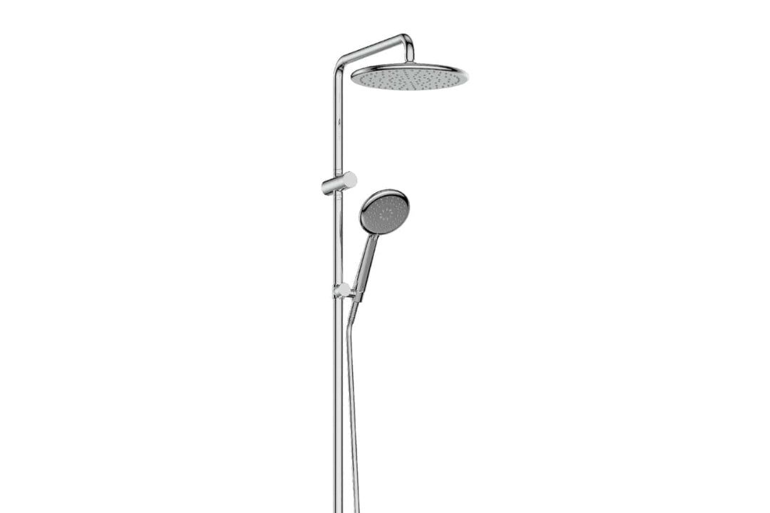 Rocco Twin Rail Shower in Chrome Plate – chrome finish twin rail shower for polished designer bathrooms