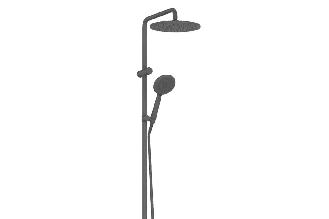 Rocco Twin Rail Shower in Gunmetal – bold gunmetal twin rail shower for modern bathroom renovations