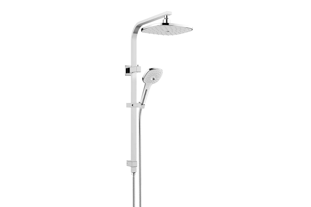 Corban Twin Rail Shower in Chrome Plate – chrome twin rail shower for contemporary bathrooms
