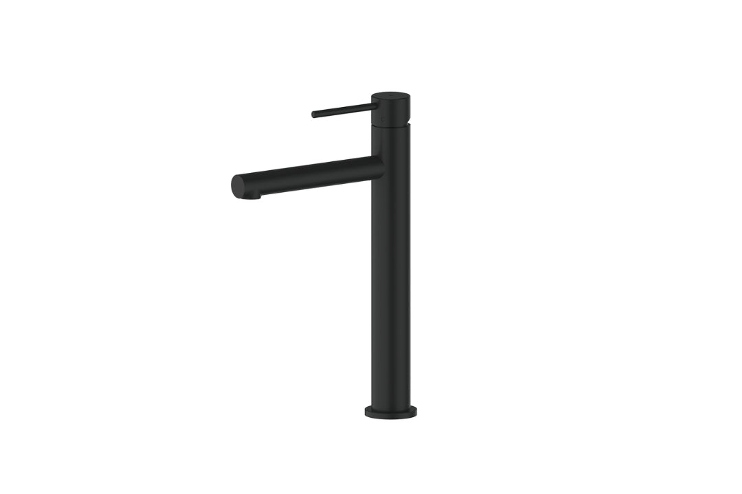 Maci Tower Basin Mixer in Matt Black – matt black tall basin mixer for contemporary designer bathrooms