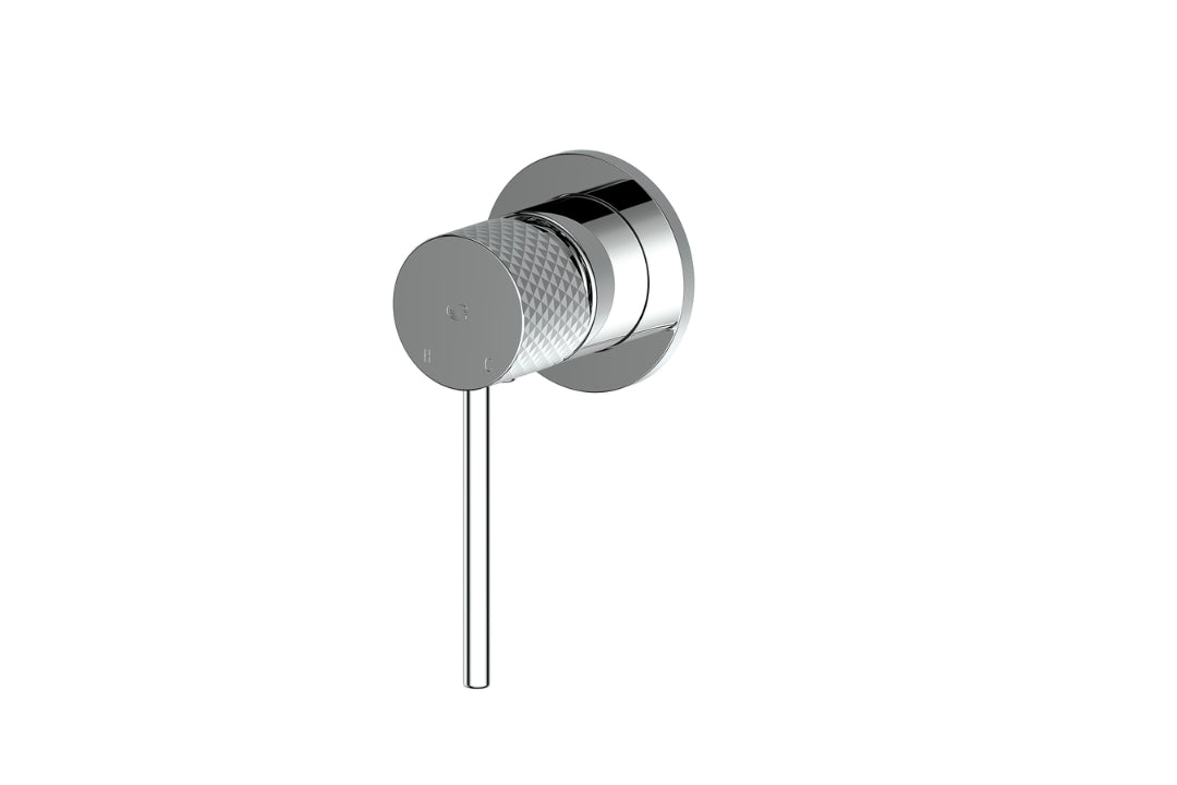 Mika Shower Mixer Trim Set with Mini Plate in Chrome Plate – chrome shower trim with mini faceplate for minimalist interior spaces