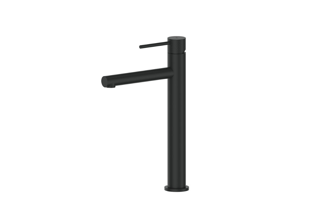 Mika Tower Basin Mixer in Matt Black – matt black tall basin mixer for minimalist architectural spaces
