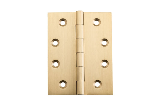 Tradco Unlacquered Satin Brass Fixed Pin Hinge – Solid brass hinge for luxury interior doors.