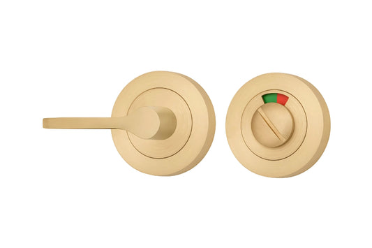 Iver Accessibility Privacy Turn in Brushed Brass – Premium brass privacy indicator for accessible bathrooms.