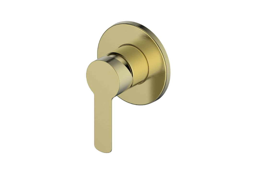 Astro II Shower Mixer Trim Kit in Brushed Brass – brushed brass shower mixer trim for modern architectural bathrooms