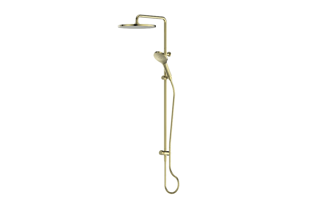 Lavish BubbleJET Twin Rail Shower in Brushed Brass – luxury shower for modern bathrooms