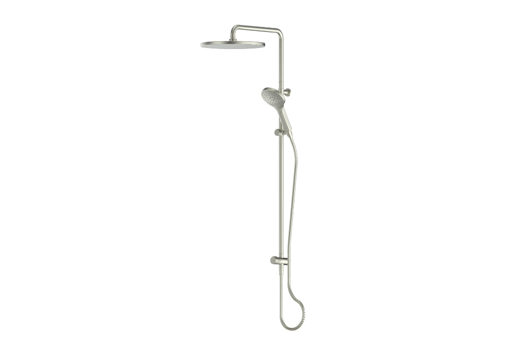 Lavish BubbleJET Twin Rail Shower in Brushed Nickel – soft finish architectural shower design