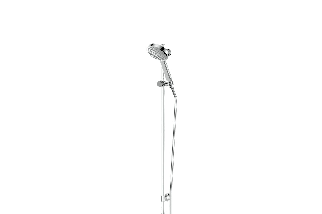 Lavish Brass Rail Shower in Chrome Plate – chrome rail shower with solid brass handset for modern bathrooms