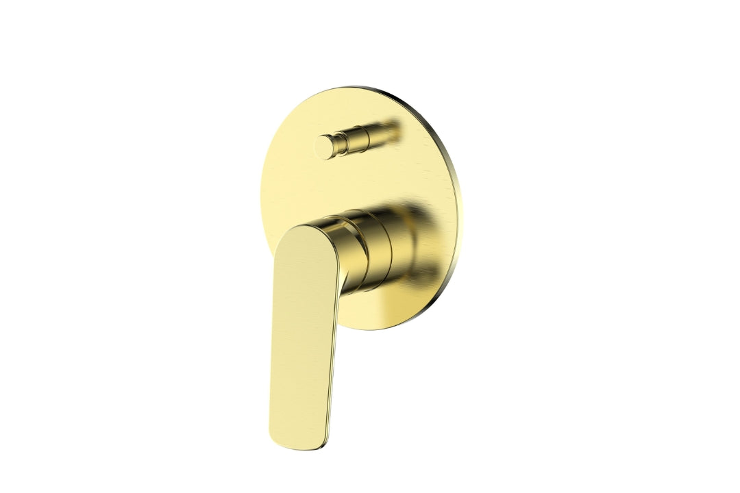 Novi Shower Mixer with Diverter in Brushed Brass – brushed brass diverter mixer for luxury architectural bathrooms