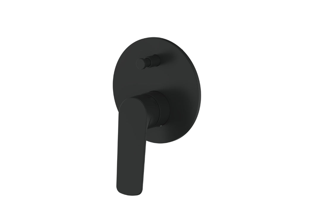Novi Shower Mixer with Diverter in Matt Black – matt black shower mixer with diverter for minimalist bathroom design