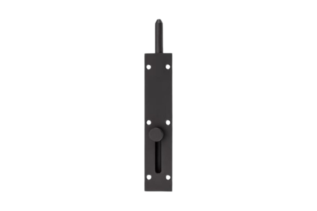 Product image of the Matt Black Reverse Barrel Bolt 150mm on a white background.