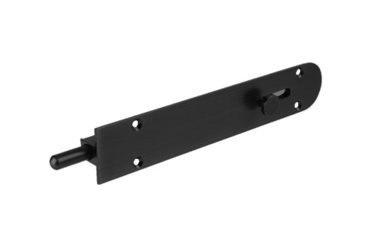 Product picture of the Zanda Reverse Barrel Bolt Radius 450mm Matt Black 5233.BLK on a white background.