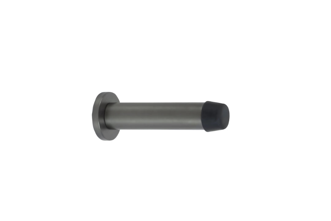 Product image of the Zanda Graphite Nickel Round Wall Door Stop 85mm on a white background.