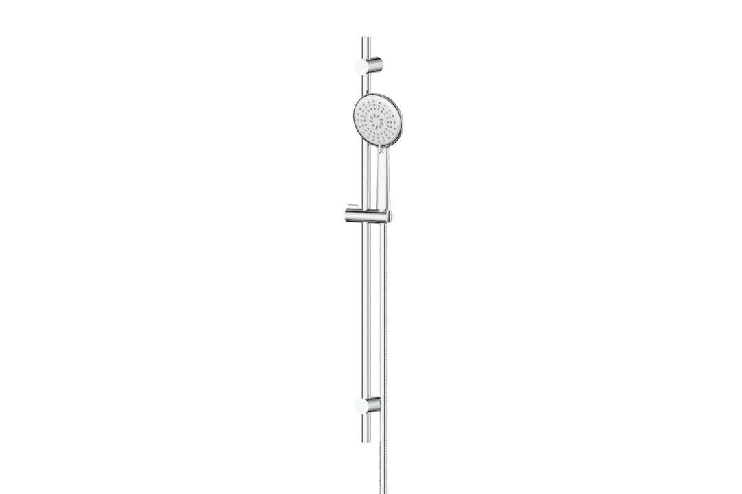 Rocco Adjustable Rail Shower in Chrome Plate – chrome rail shower with multi-function spray for modern bathrooms