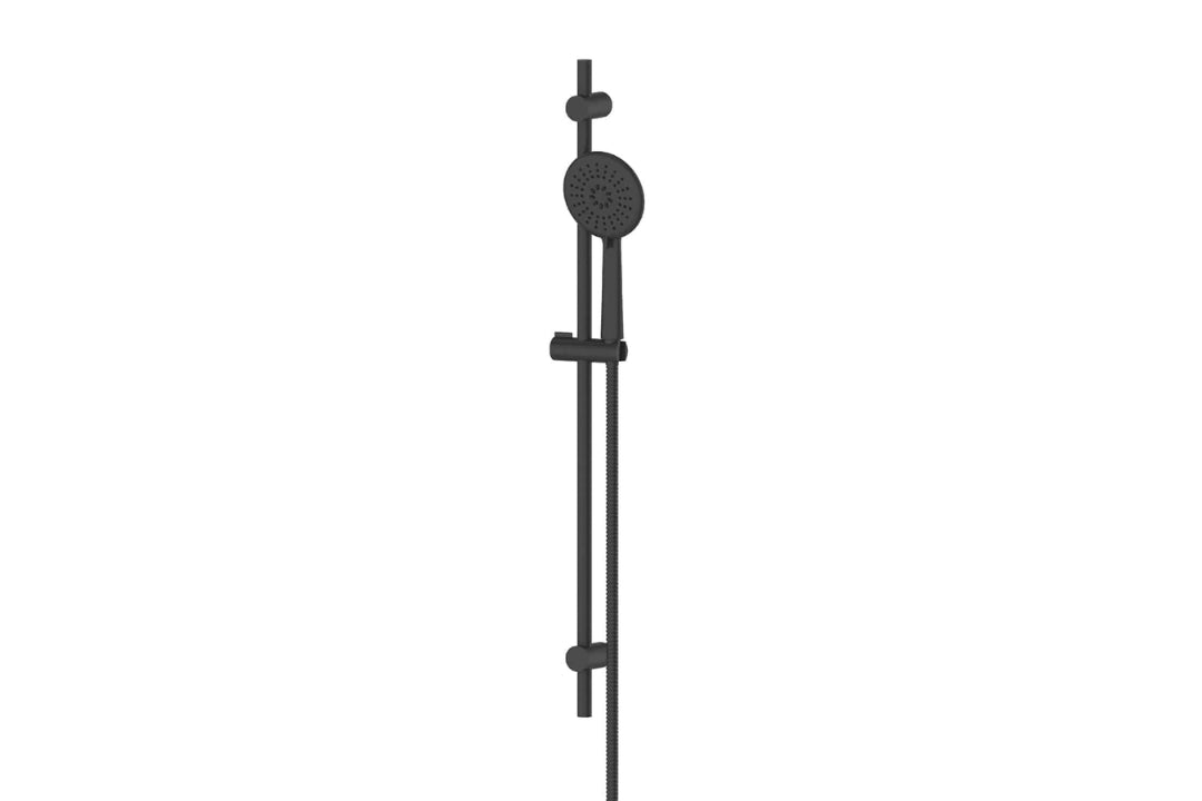 Rocco Adjustable Rail Shower in Matt Black – matt black rail shower for minimalist and architectural bathrooms