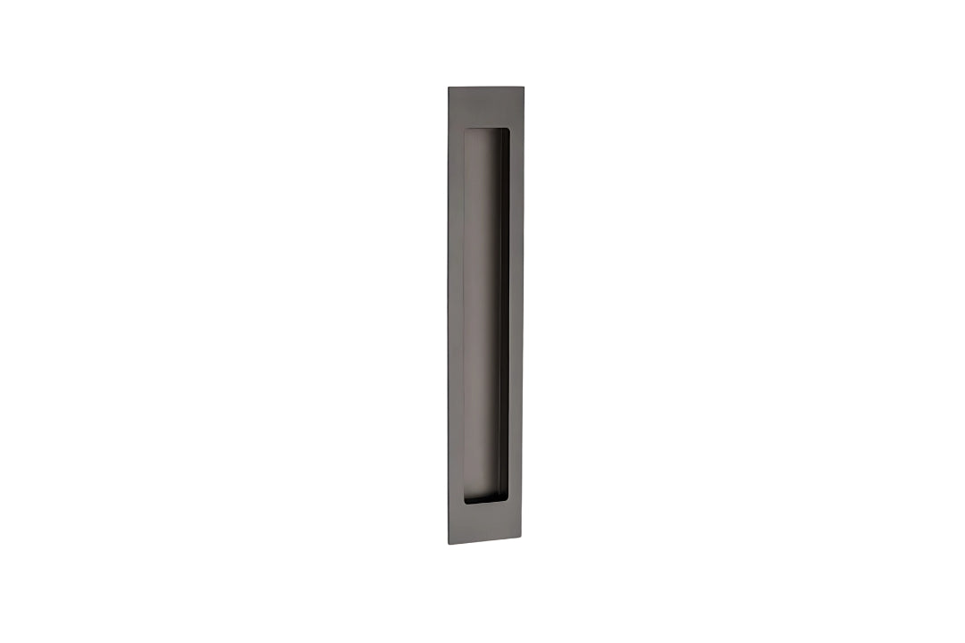 Product image of the 200mm Zanda Verve Graphite Nickel Flush Pull on a white background.