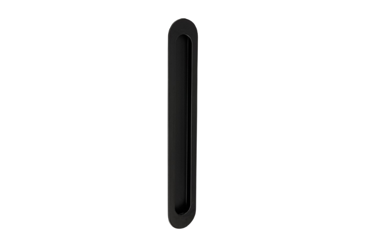 Product picture of the Duke Matt Black Flush Pull 250x40mm on a white background.