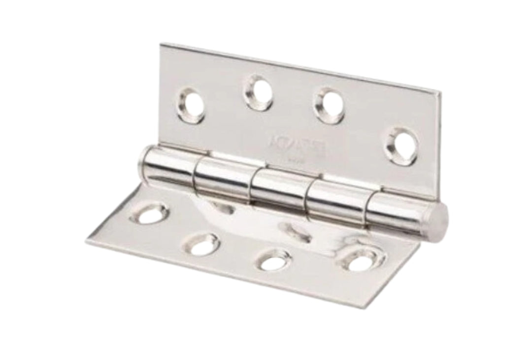 Product picture of the Polished Stainless Steel 100x75mm Hinge on a white background.