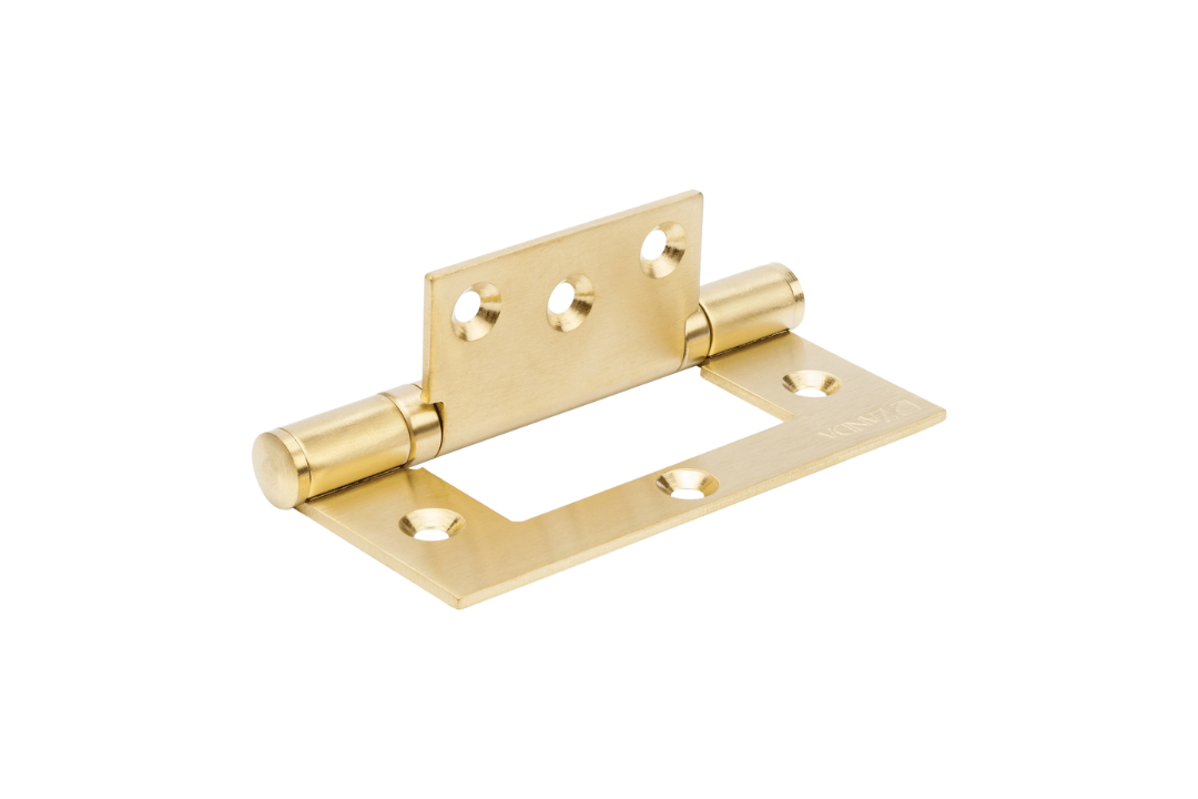 Product picture of the Zanda Fast Fix Bearing Hinge 100x70x2.5mm Satin Brass 5908.SB on a white background.