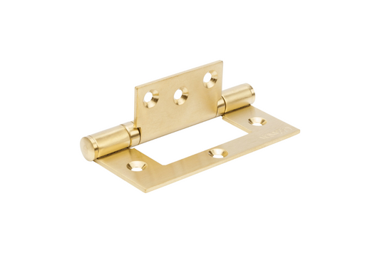 Product picture of the Zanda Fast Fix Bearing Hinge 100x70x2.5mm Satin Brass 5908.SB on a white background.