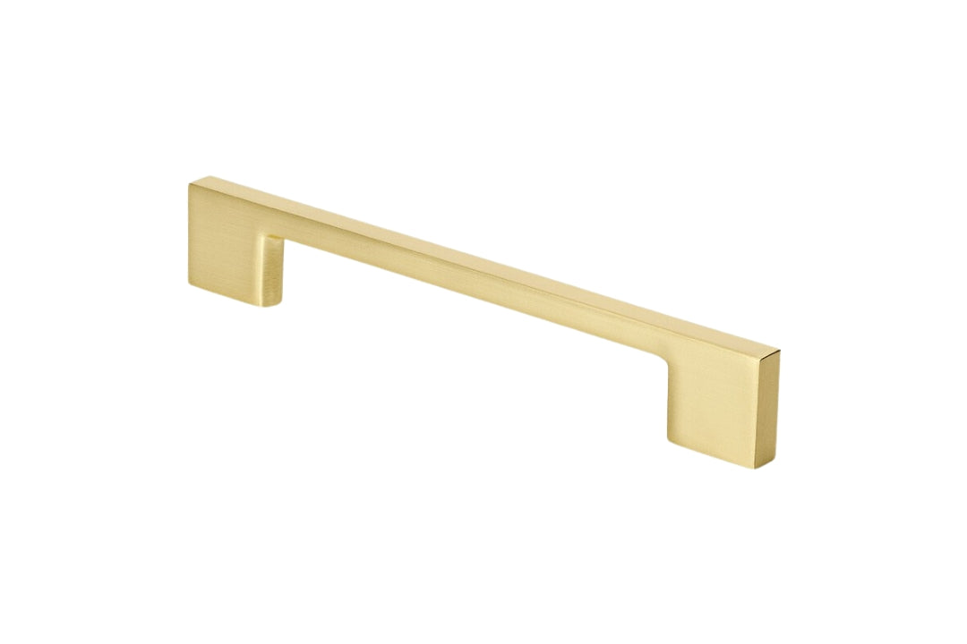 Product picture of the Urban Satin Brass Cabinet Handle 6337 on a white background.