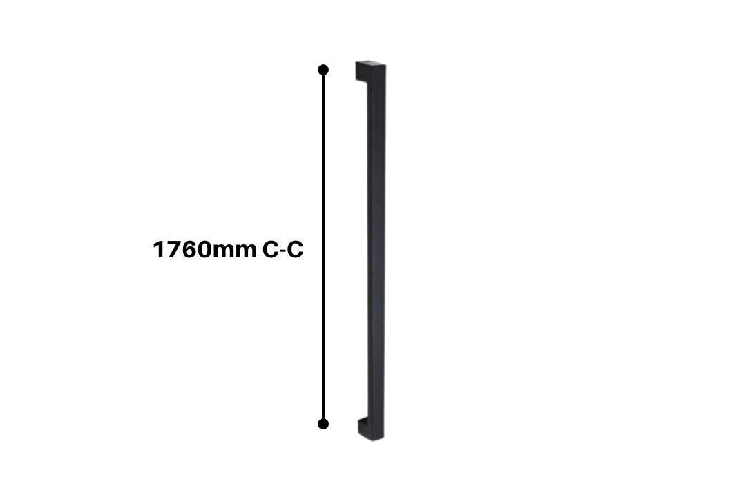 Product image of the 7102 Polo Pull Handle with measurements next to it in black writing on a white background.