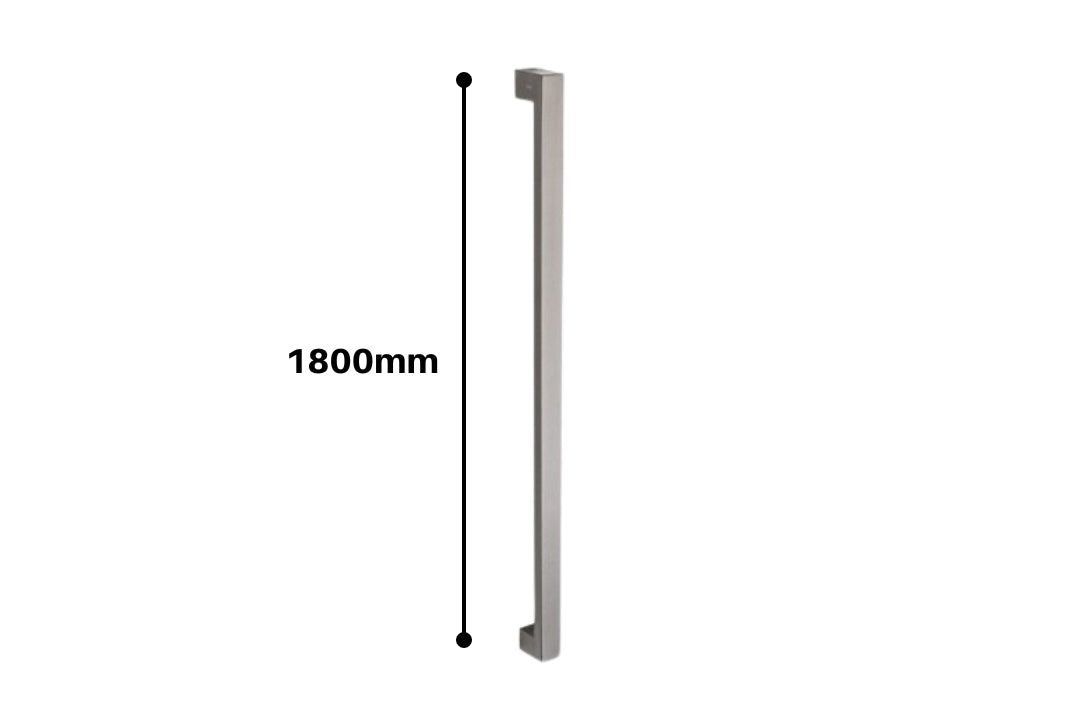 Product picture with overall measurement of the 7102 Urban Pull Handle in Graphite Nickel on a white background.